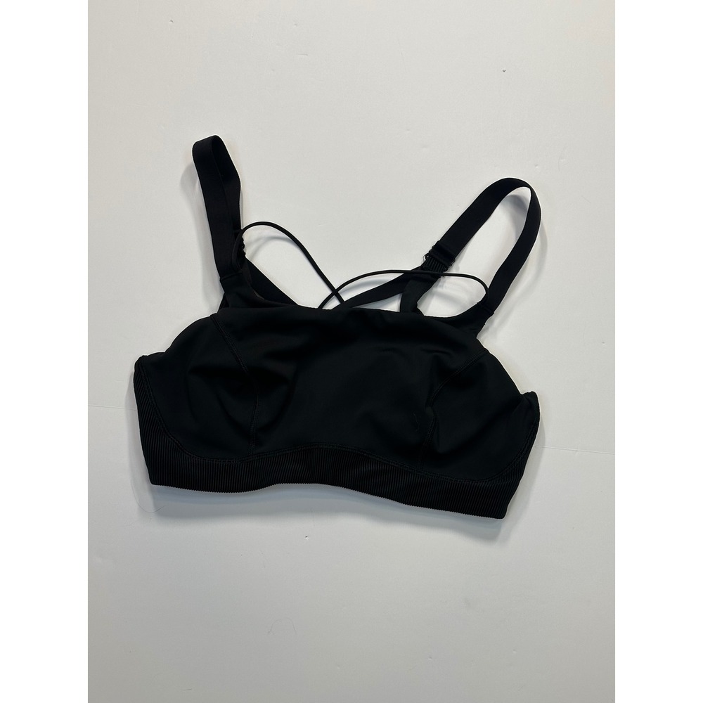Savage X Fenty Curve Alert High-Impact Rib Sports Bra Black Caviar Womens Size S